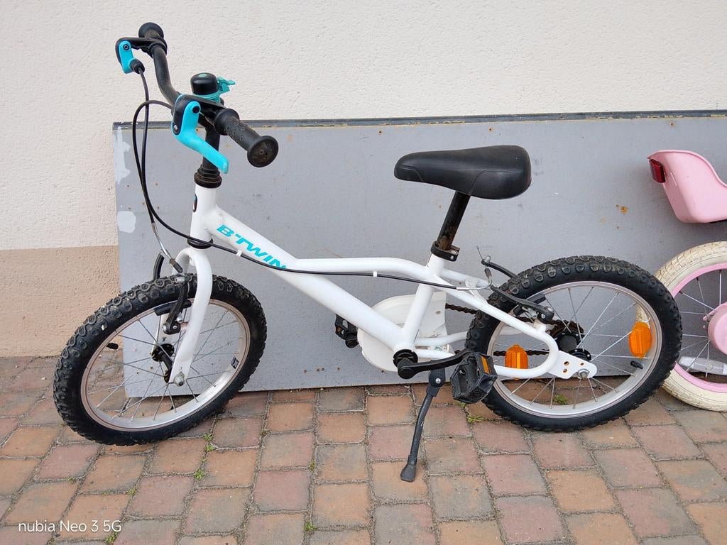 B-twin kinderfietsje 16 inch wit, Enlèvement, Utilisé, 16 à 20 pouces, Betwin