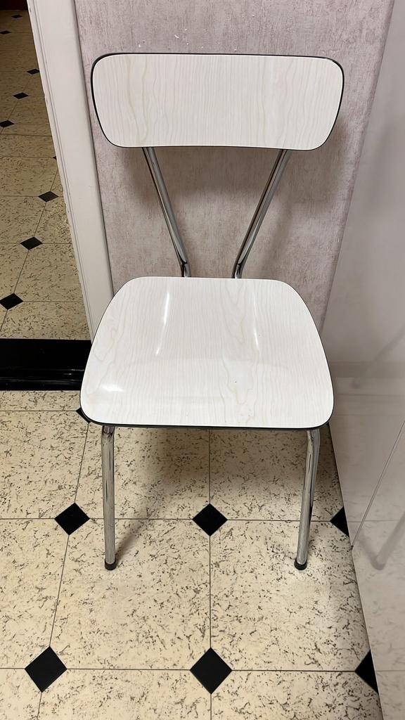 Magnifique ensemble de 4 chaises vintage des années’60 Retro, Enlèvement, Utilisé, Blanc, Quatre