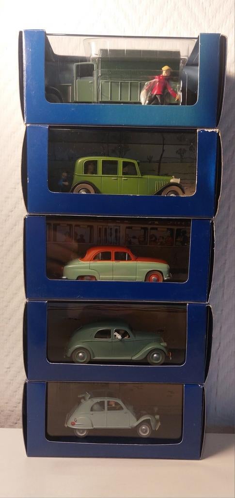 5 voitures TINTIN Atlas vertes 1/43, Enlèvement ou Envoi, Tintin, Comme neuf, Statue ou Figurine