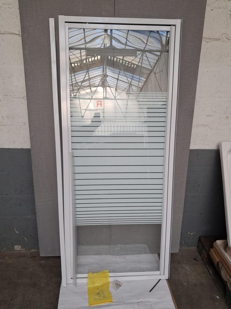 Porte de douche en verre sérigraphié — 190 x 81 cm, Bricolage & Construction, Châssis & Portes coulissantes, Enlèvement ou Envoi