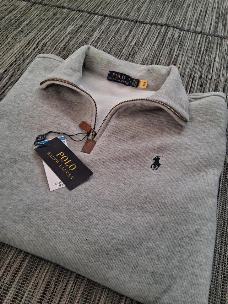 Pull zippé Ralph Lauren - Très bon état - taille L, Vêtements | Hommes, Polos, Neuf, Taille 52/54 (L), Gris, Enlèvement ou Envoi