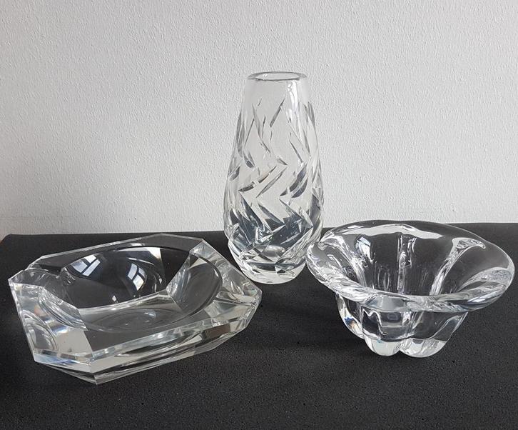 Val St Lambert, Lot 3 items, helder kristal., Antiek en Kunst, Antiek | Glaswerk en Kristal, Ophalen of Verzenden