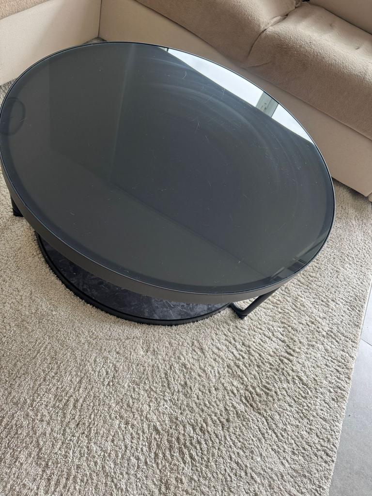 Salontafel, Ophalen, Gebruikt, Rond, Glas