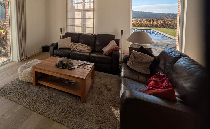 Salon bruin lederen - NATUZZI, Huis en Inrichting, Zetels | Complete zithoeken, Ophalen