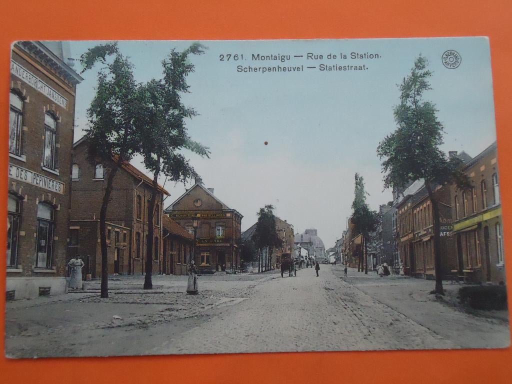 Scherpenheuvel , Montaigu  Staitestraat  ( Kleur ), Verzamelen, Ophalen of Verzenden, Voor 1920, Gelopen, Vlaams-Brabant