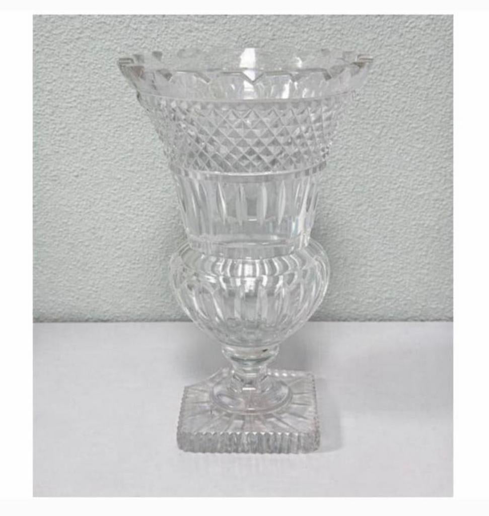 Grand vase à fleurs antique en cristal transparent, Enlèvement ou Envoi