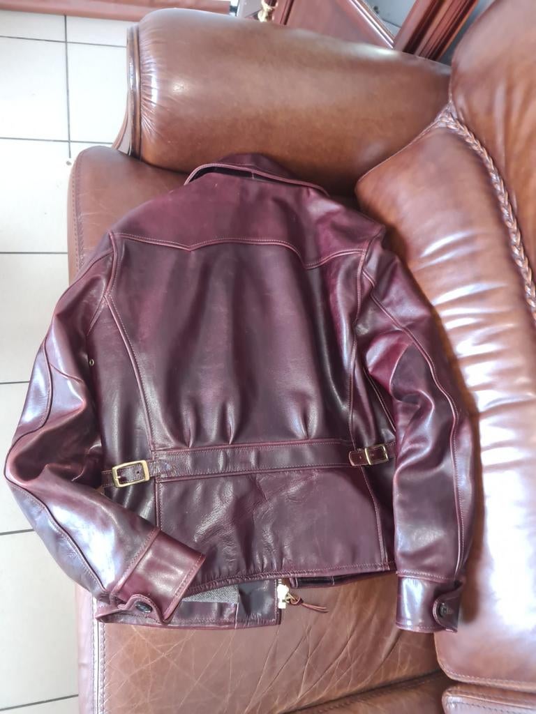 Veste en cuir de cheval coul bordeaux hommes taille M 700€, Neuf, Taille 48/50 (M)
