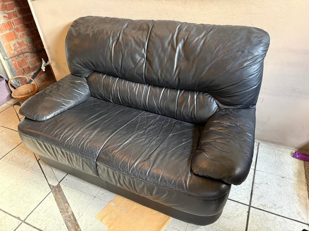 Zwarte Tweezit, Ophalen, Gebruikt, Tweepersoons, Leer