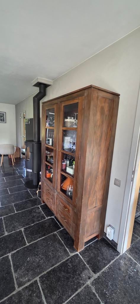 Vitrine en bois massif Péroba, Maison & Meubles, 25 à 50 cm, Avec tablette(s), 100 à 150 cm, Utilisé