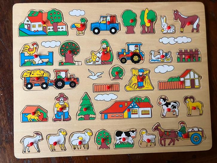 Houten inlegpuzzels, Kinderen en Baby's, Speelgoed | Kinderpuzzels, Zo goed als nieuw, 2 tot 4 jaar, 10 tot 50 stukjes, Van hout