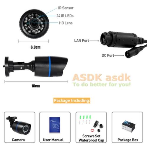 HD Camera waterdichte camera voor buiten en binnen, Audio, Tv en Foto, Videobewaking, Nieuw, Buitencamera, Ophalen