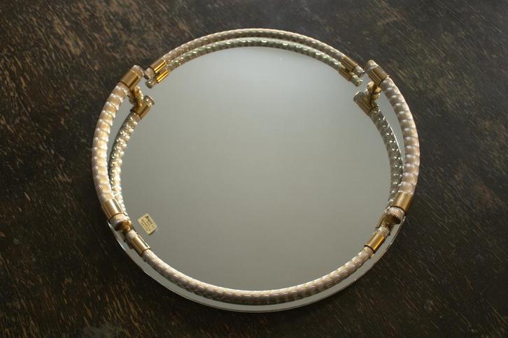 Plateau de service en laiton avec miroir de Dimart Milano, Antiquités & Art, Antiquités | Verre & Cristal, Enlèvement