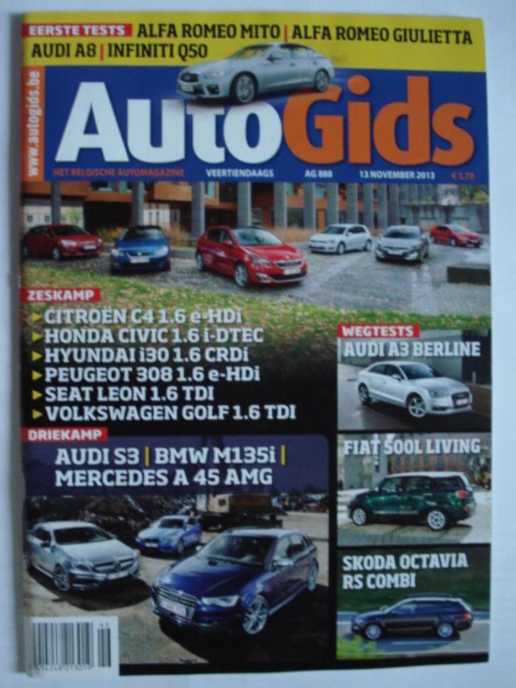 AutoGids 888 Audi S3/Mercedes A45 AMG/BMW M135/FIAT 500L Liv, Boeken, Auto's | Folders en Tijdschriften, Zo goed als nieuw, Algemeen