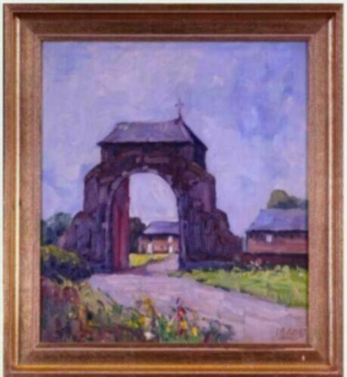 huile sur panneau signe maurice goes, Antiek en Kunst, Kunst | Schilderijen | Klassiek, Ophalen of Verzenden