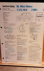 British leyland mini metro 1.3 s hls 1981- technische fiche, Ophalen of Verzenden, Zo goed als nieuw