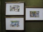 drie kadertjes met afbeeldingen onder glas, Antiek en Kunst, Kunst | Schilderijen | Klassiek, Verzenden
