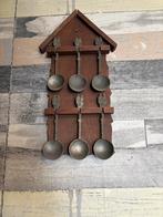 Hout rekje met tinnen lepels, Antiek en Kunst, Ophalen