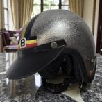 Vintage seventies metalflakes zilveren jethelm / brommerhelm, Fietsen en Brommers, Ophalen of Verzenden, Zo goed als nieuw