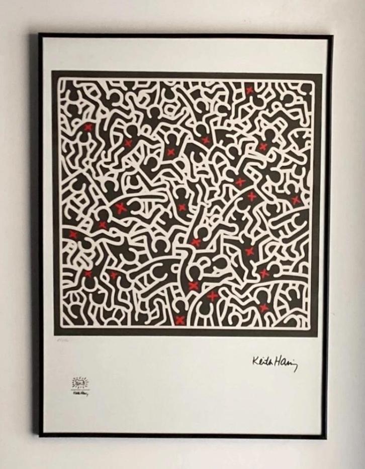 Keith Haring: lithografie 50 bij 70 cm, Antiek en Kunst, Kunst | Litho's en Zeefdrukken, Ophalen of Verzenden