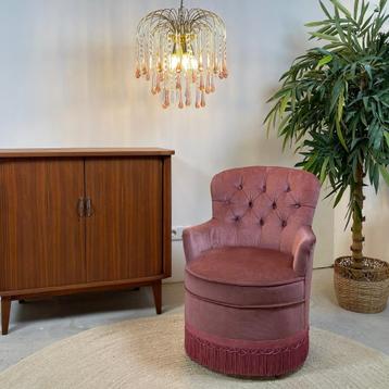 Boudoir cocktailfauteuil in oudroze velvet beschikbaar voor biedingen