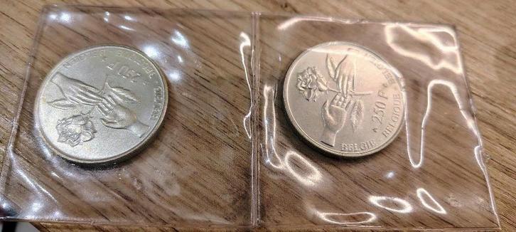 2 X 250 francs Albert II Mariage de Philippe et Mathilde, Postzegels en Munten, Munten | België, Zilver, Ophalen of Verzenden