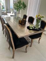 landelijke tafel+6 stoelen, Huis en Inrichting, Tafels | Eettafels, Ophalen, Gebruikt, 200 cm of meer, 50 tot 100 cm