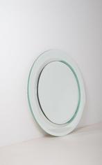 Grote vintage spiegel met dubbele facetrand, jaren '70, Antiek en Kunst, Ophalen, Rond, 50 tot 100 cm, Minder dan 100 cm