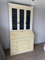 Mooie witte creme-kleurige vitrinekast incl bureau, Met deur(en), Landelijk chique, 100 tot 150 cm, Gebruikt