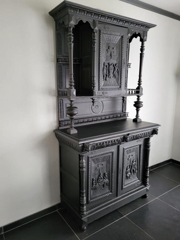 2 kasten + tafel + 6 stoelen, Antiek en Kunst, Antiek | Meubels | Stoelen en Sofa's, Ophalen