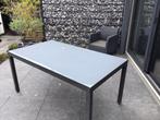 Aluminium tuin tafel met glazen blad, Tuin en Terras, Tuintafels, Ophalen, Zo goed als nieuw, Aluminium