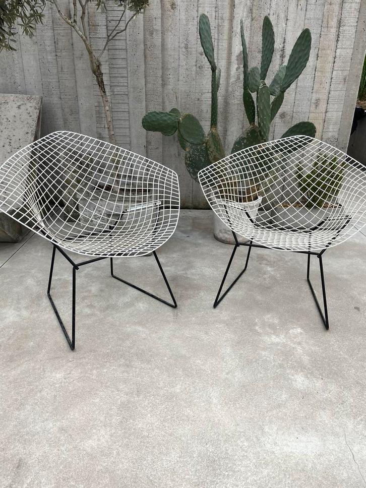 Set vintage Bertoia Diamond Chairs - Knoll, Tuin en Terras, Tuinstoelen, Zo goed als nieuw, Ophalen