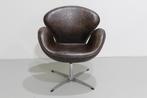 Replica Swan stoel - bruin, skai, Overige materialen, Vintage, Ophalen of Verzenden, Bruin