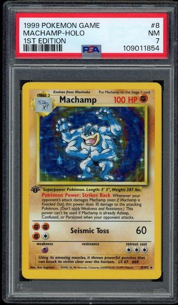 Machamp Holo 1ère édition PSA 7 - 8/102 - Set de base 1999, Envoi, Comme neuf, Cartes en vrac, Foil