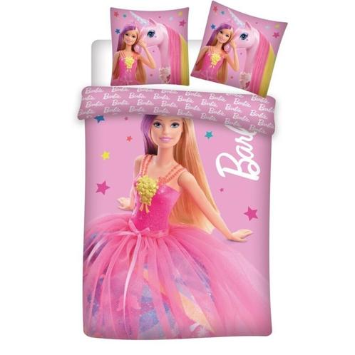 Barbie Dekbedovertrek 140 x 200 cm - Roze, Enfants & Bébés, Chambre d'enfant | Linge de lit, Neuf, Housse de couette, Rose, Fille