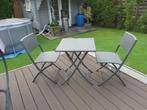 Tuinset tafel met 2 klapstoelen Rotan in goede staat, Gebruikt, Rotan, Tuinset, Eettafel