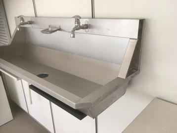 Industriële Wasbak, Wastafel in aluminium 120x42x37cm beschikbaar voor biedingen
