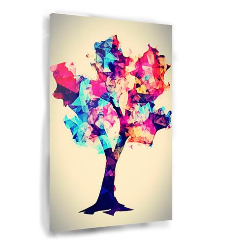 Abstracte Boom met Kleurrijke Bladeren Glasschilderij 80x12, Huis en Inrichting, Woonaccessoires | Wanddecoraties, Nieuw, Verzenden
