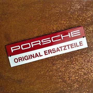 Emaille Schild PORSCHE Ersatzteile Dealer Reclamebord Plaque beschikbaar voor biedingen