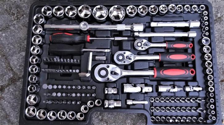 6kant Dop 32, E-dop, Torx, inbus, 1/2, 3/8, 1/4, STEEK-RING, Doe-het-zelf en Bouw, Gereedschapskisten, Nieuw, Gevuld, Ophalen