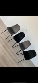 4 Velvet eetkamer stoelen, Huis en Inrichting, Twee, Zwart, Ophalen of Verzenden, Zo goed als nieuw