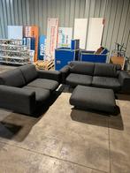 Antraciet grijs Salon 2x 2-zit met poef, Ophalen, Gebruikt, Stof, Sober modern