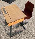 Oude schoolbank + stoel,, Antiek en Kunst, Ophalen