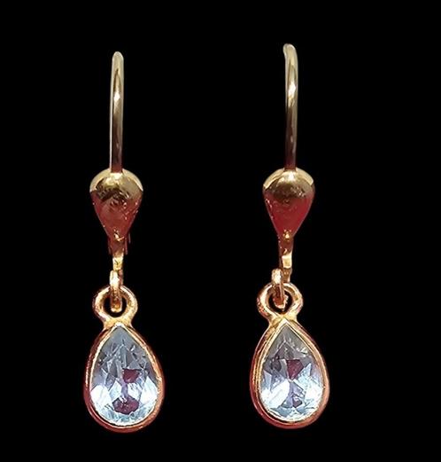 18-KARAATS GOUDEN OORBELLEN MET TOPAAS, Handtassen en Accessoires, Oorbellen, Nieuw, Hangers, Goud, Goud, Met edelsteen, Ophalen of Verzenden