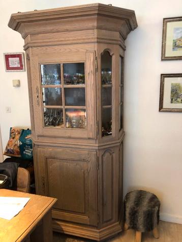 Buffet, glazenkast+tafel 100/220 landelijk eik, Huis en Inrichting, Ophalen, Gebruikt