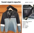 Sweat zippé à capuche garçon 146-152, Ophalen, Gebruikt, C&A, Trui of Vest
