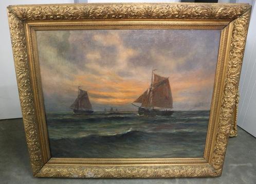 Romain STEPPE, marine op doek, Antiek en Kunst, Kunst | Schilderijen | Klassiek, Ophalen