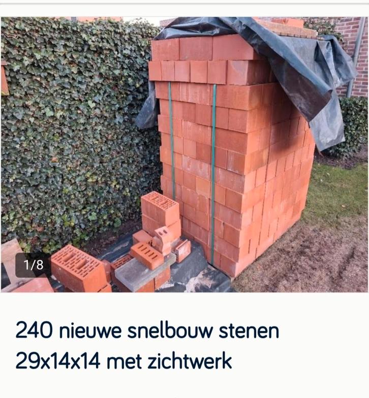 240+ nieuwe snelbouw stenen 29x14x14 met zicht werk, Doe-het-zelf en Bouw, Metselstenen, Nieuw, Bakstenen, Ophalen