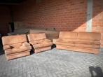 Volledig salon in microvezel cognac / goede staat, Huis en Inrichting, Ophalen, Gebruikt, Stof