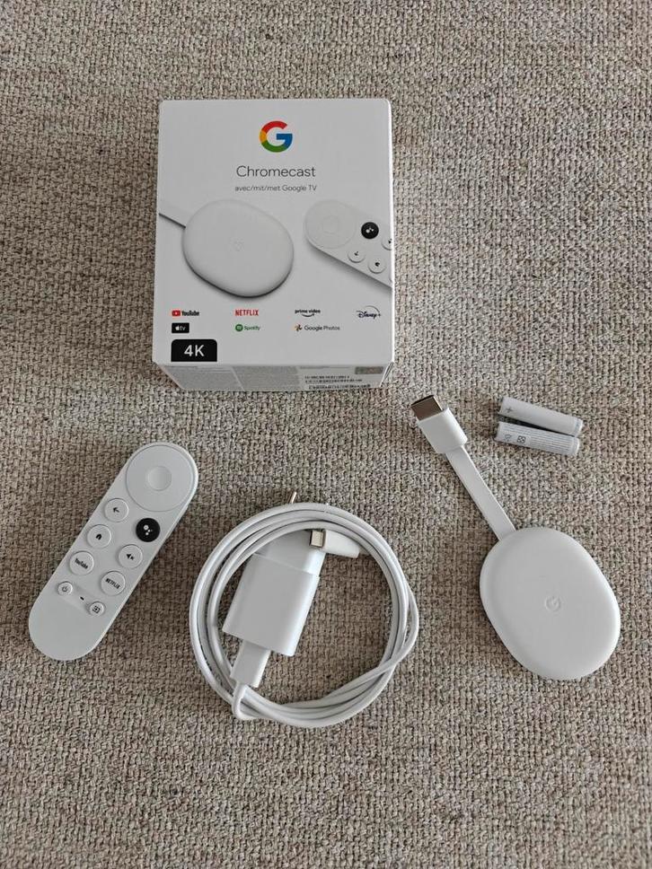 Google Chromecast 4K met Google TV, Audio, Tv en Foto, Mediaspelers, Zo goed als nieuw, Ophalen