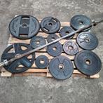 125 kilo Olympische Gewichten set + Olympische barbell 220cm, Sport en Fitness, Ophalen, Zo goed als nieuw